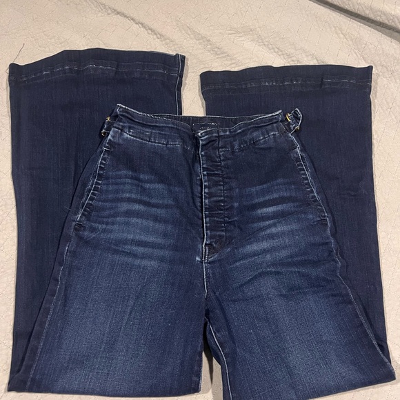 MOTHER Blue Flare Wide Leg Jeans - Picture 6 of 10